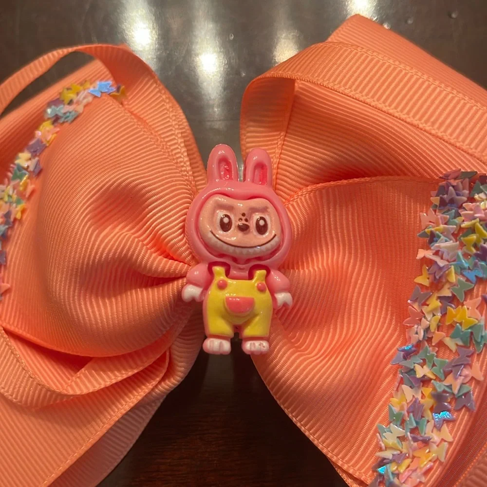 Peach Hair Bow labubu monster Charm butterfly glitter Accents new